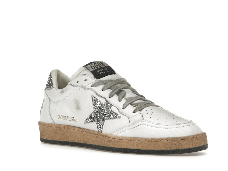 Golden Goose Ball Star White Silver Glitter (Women's)