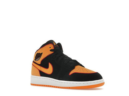 Jordan 1 Mid SE Black Vivid Orange (GS)