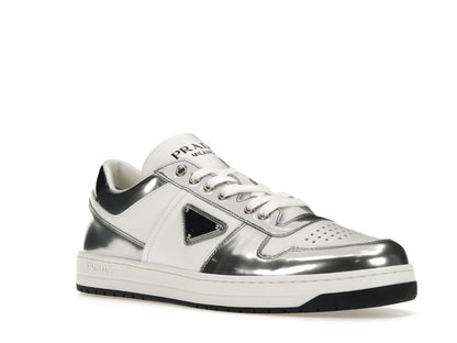 Prada Downtown Low Top Sneakers Leather White Silver