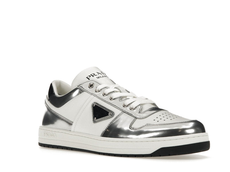 Prada Downtown Low Top Sneakers Leather White Silver