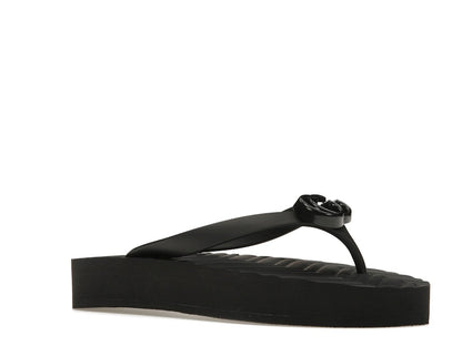 Gucci Chevron Thong Sandal Black Rubber