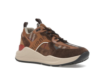 Burberry Check and Suede Sneakers Dark Birch Brown