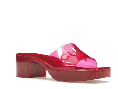 Gucci 60mm Slide Sandal Hibiscus Red Rubber