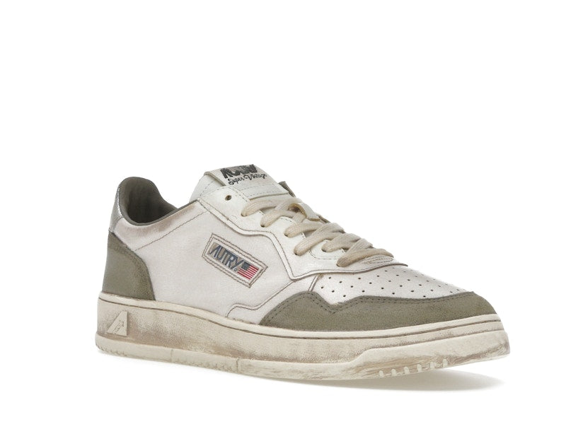 Autry Medalist Low Super Vintage White Silver Lizard