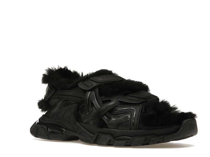 Balenciaga Track Sandal Fake Fur Black