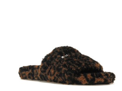 Balenciaga Furry Slide Leopard Brown Black