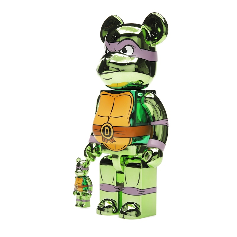 Bearbrick x Teenage Mutant Ninja Turtles Donatello 100% & 400% Set Chrome Ver.