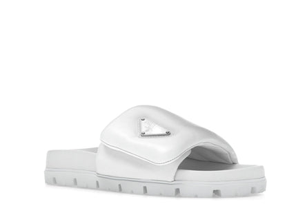 Prada Soft Padded 20mm Slide Sandal White Nappa Leather