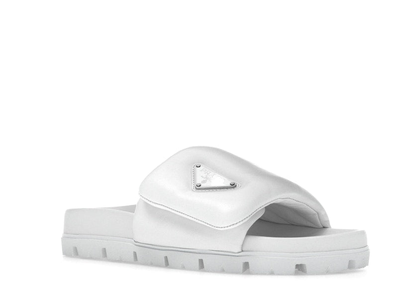 Prada Soft Padded 20mm Slide Sandal White Nappa Leather