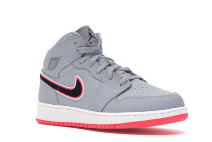 Jordan 1 Mid Wolf Grey Racer Pink Black (GS)
