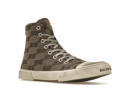 Balenciaga Paris High Top BB Monogram Dark Beige Brown