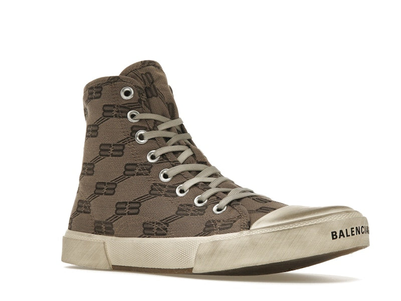 Balenciaga Paris High Top BB Monogram Dark Beige Brown