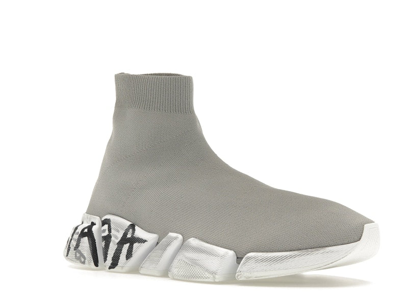Balenciaga Speed 2.0 Graffiti Recycled Knit Grey White