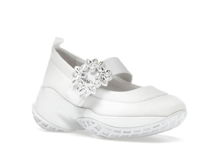 Roger Vivier Viv' Run Babies White Crystal Buckle (Women's)