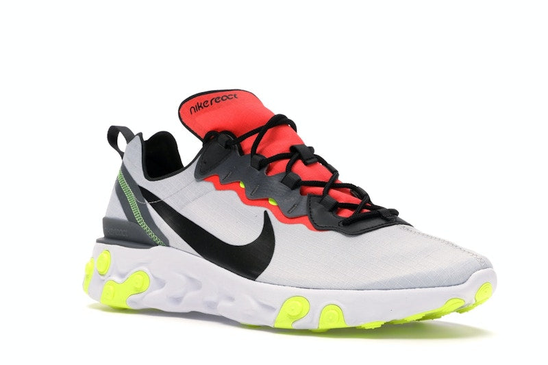 Nike React Element 55 Pure Platinum Bright Crimson Volt