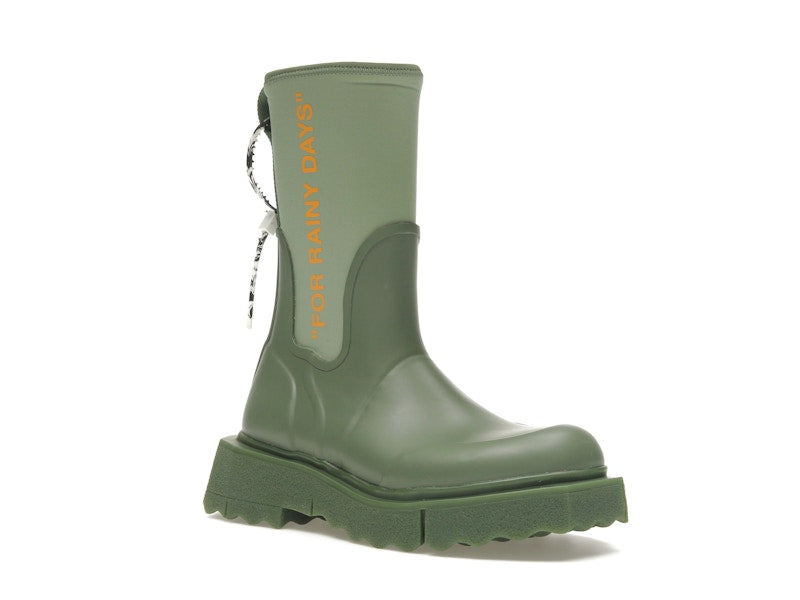 OFF-WHITE Zip-tie Rain Boots Green (Women's)