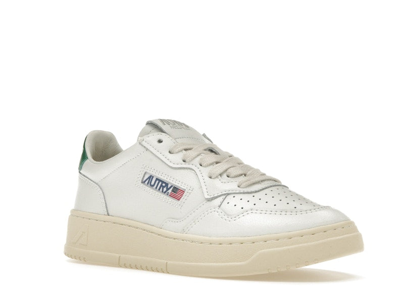Autry Medalist Leather Low White Green (Women's)