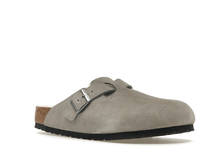 Birkenstock Boston Shearling Suede Stone Coin