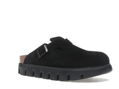 Birkenstock Boston Chunky Suede Black Black Sole (Narrow) (Women's)