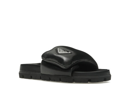 Prada Soft Padded 20mm Slide Sandal Black Nappa Leather