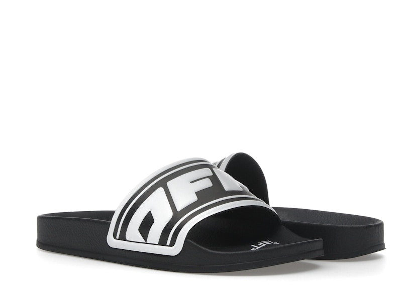 OFF-WHITE Embossed Logo Pool Slides Black White (Women's)