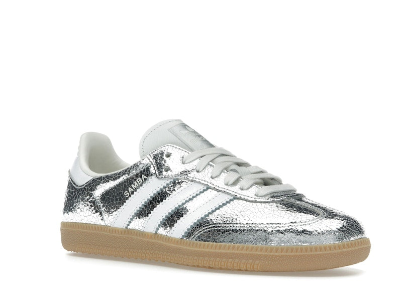 adidas Samba OG Silver Metallic Cracked Leather (Women's)