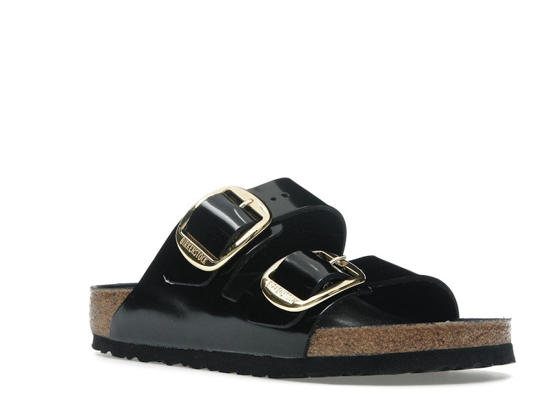 Birkenstock Arizona Big Buckle Natural Leather Patent Black Gold (Women's)