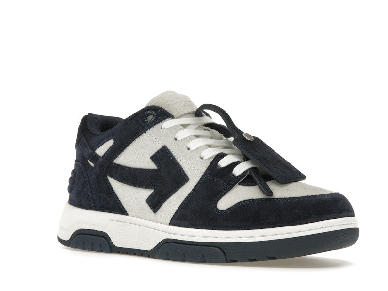 OFF-WHITE Out Of Office OOO Low Tops White Navy Blue Suede