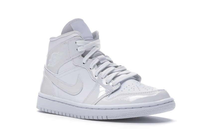 Jordan 1 Mid Triple White Patent Swoosh (Women's)