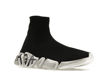 Balenciaga Speed 2.0 Graffiti Recycled Knit Black White