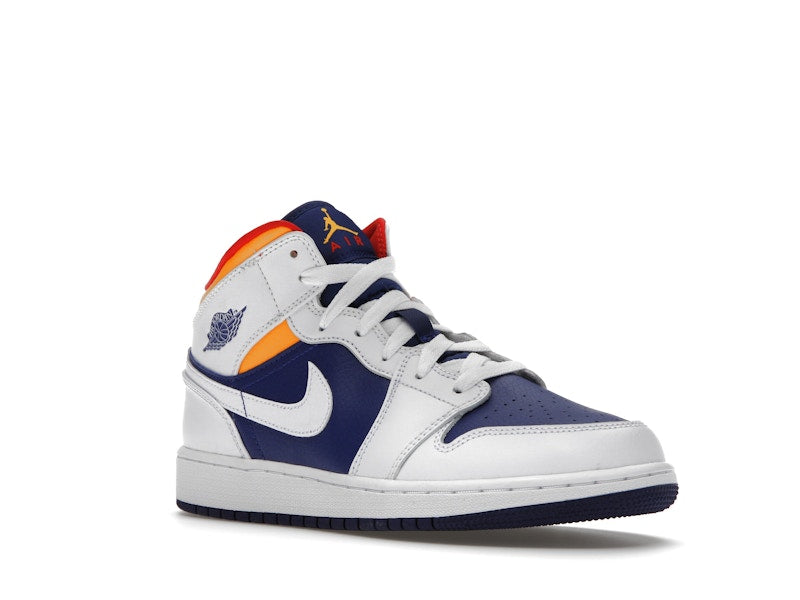 Jordan 1 Mid White Laser Orange Deep Royal Blue (GS)