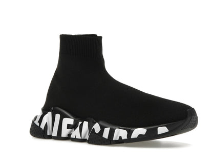 Balenciaga Speed Graffiti Trainers Black White Logo (Women's)