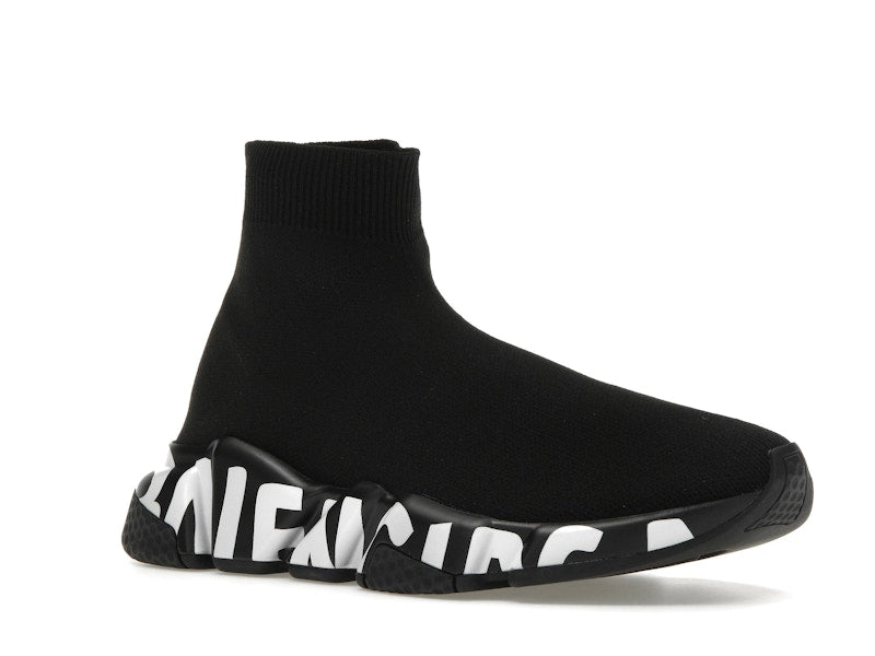 Balenciaga Speed Graffiti Trainers Black White Logo (Women's)