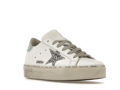 Golden Goose Hi Star White Glitter Star Mirror Heel (Women's)