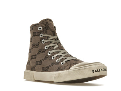 Balenciaga Paris High Top BB Monogram Dark Beige Brown