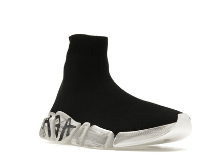 Balenciaga Speed 2.0 Graffiti Recycled Knit Black White