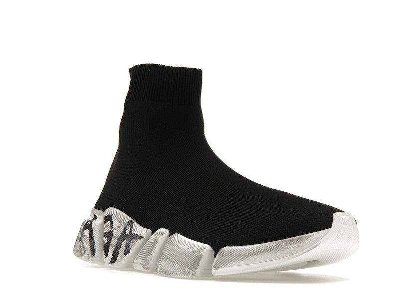 Balenciaga Speed 2.0 Graffiti Recycled Knit Black White