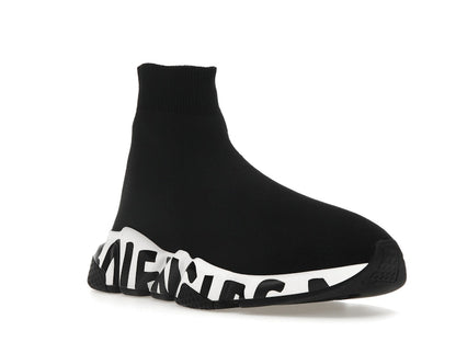 Balenciaga Speed Graffiti Trainers White Black Logo (Women's)