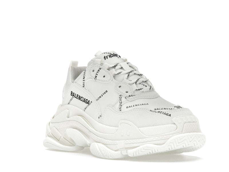 Balenciaga Triple S Allover Logo White (Women's)