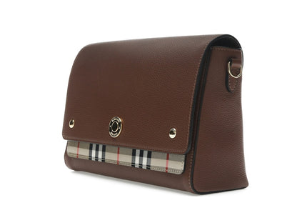 Burberry Vintage Check and Leather Note Crossbody Bag Tan
