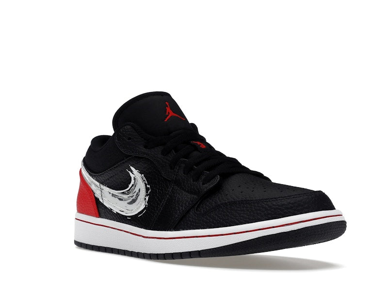 Jordan 1 Low Brushstroke Swoosh Black