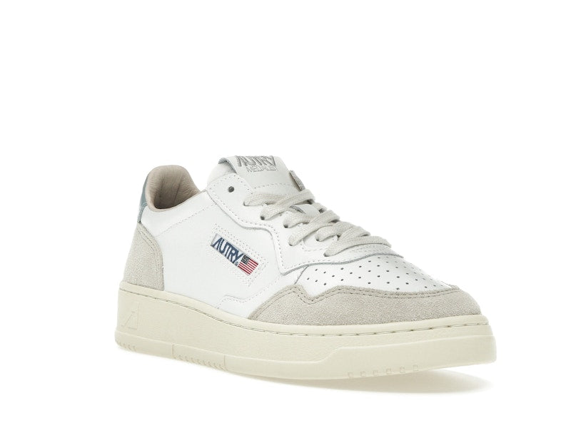 Autry Medalist Leather Low White Silver Blue Beige (Women's)