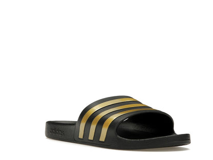 adidas Adilette Aqua Slides Core Black Gold Metallic