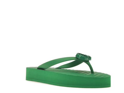 Gucci Chevron Thong Sandal Green Rubber