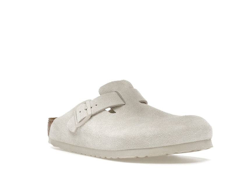 Birkenstock Boston Soft Footbed Suede Antique White