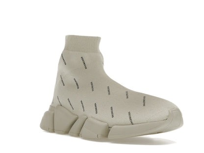 Balenciaga All Over Logo Speed 2.0 Beige