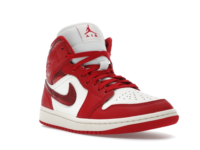 Jordan 1 Mid SE Red Cracked Leather (Women's)
