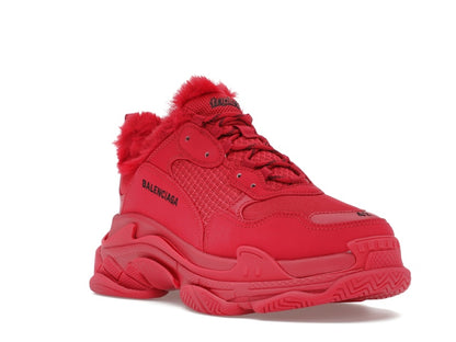 Balenciaga Triple S Faux Fur Burgundy