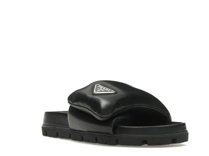 Prada Soft Padded 20mm Slide Sandal Black Nappa Leather