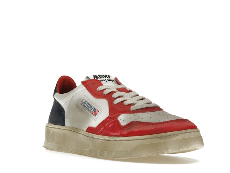 Autry Medalist Leather Low Super Vintage White Blue Red